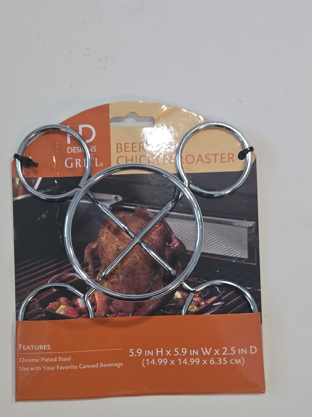 Chrome Beer Can Chicken Roaster - Silver